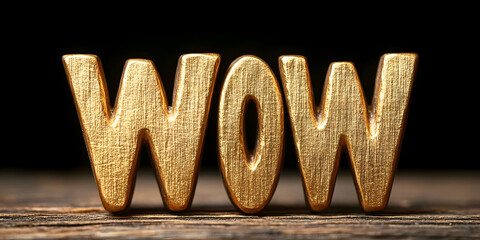 Golden WOW Letters Illustration