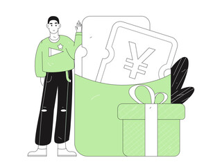 Holiday shopping people doing e-commerce online shopping flat vector concept operation hand drawn illustration
