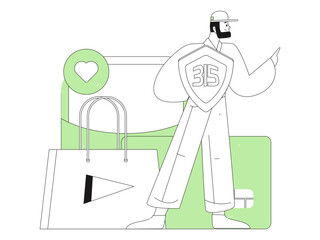 Holiday shopping people doing e-commerce online shopping flat vector concept operation hand drawn illustration
