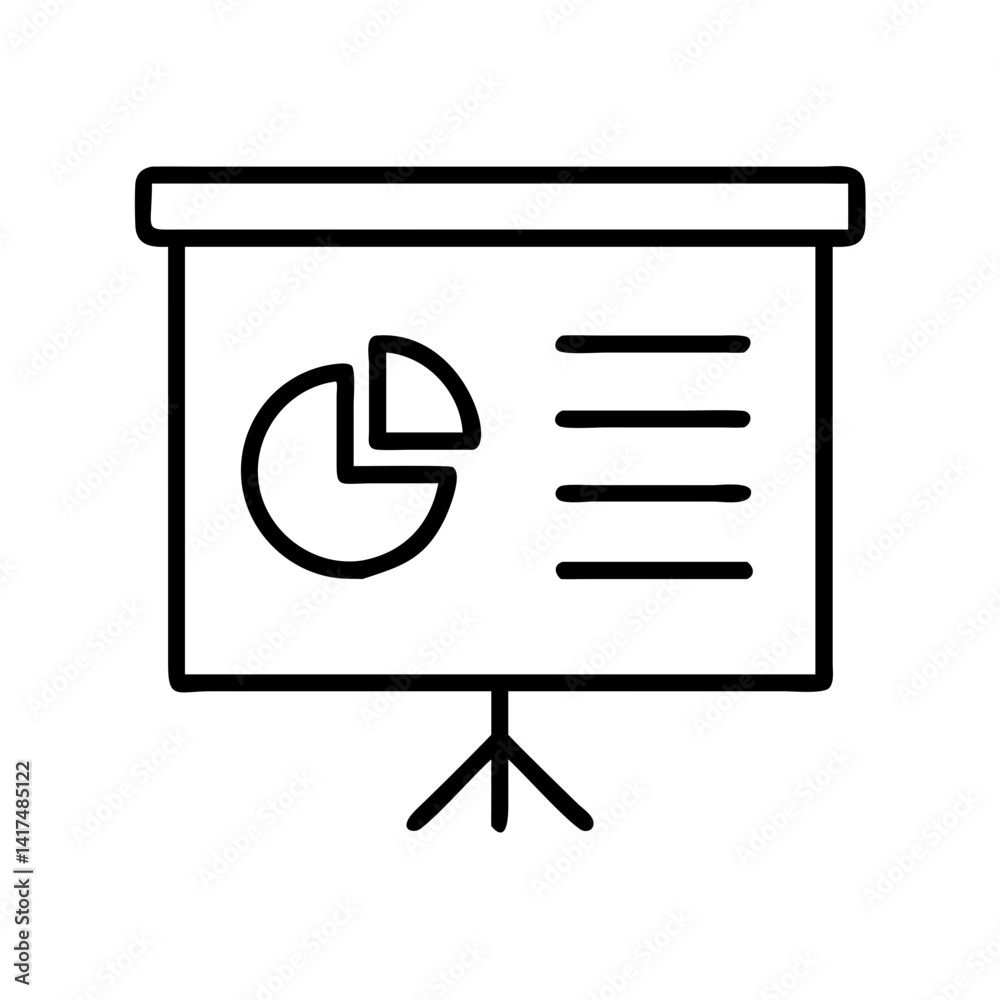 Poster presentation chart with pie graph and text lines for business data analysis report display