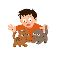 rabies disease concept. dog and cat bite lick and scratch.