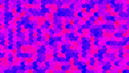 Abstract pattern of overlapping circular shapes in vibrant shades of pink and purple, creating a visually dynamic texture.