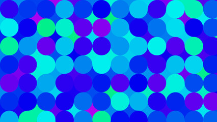 Abstract pattern of overlapping circles in shades of blue, teal, and green, creating a vibrant, visually dynamic texture.