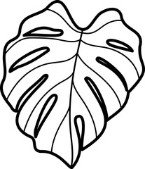 Monstera leaf outline doodle