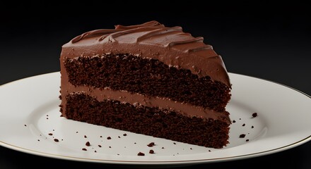Chocolate Cake Slice with Dark Background.
