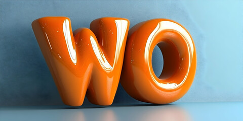 Orange 3D Letters WO Abstract Background