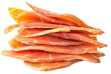 Cured meat stack isolated on PNG transparent background, cut out