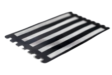 Black and white stripes with adhesive label.