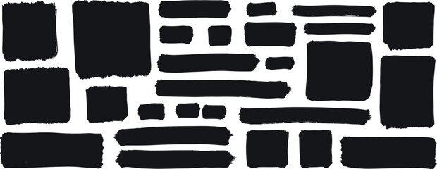 Obraz premium Box brush frame rough shape set. Text box frame rough grunge square paint shape element 