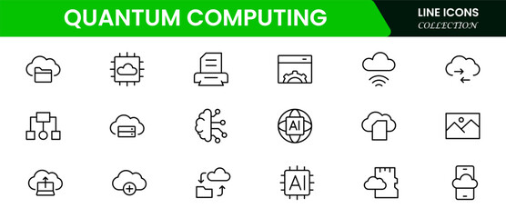 Quantum computing icons set. style icons with various colors. For signs, symbols, web design, or web graphics.