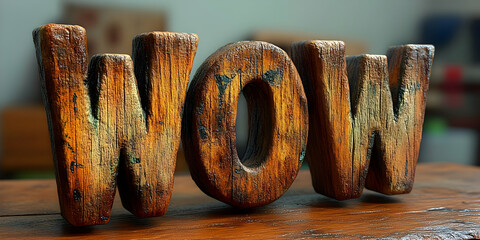 Wooden WOW 3D Render