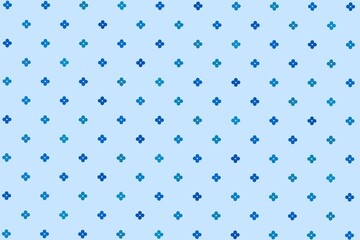 Blue polka dots, flower pattern background. Bright design for wallpaper, fabric, banner, textile, etc.