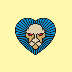 vector logo illustration of a heart-shaped lion head