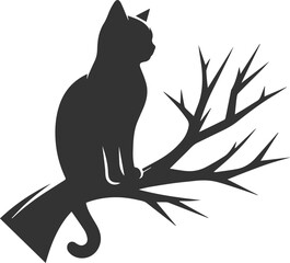 Cute cat sitting back animal vector silhouette