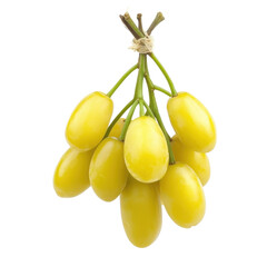 Yellow fruit cluster isolated on PNG transparent background, cut out