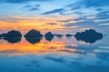 Fototapeta premium The stunning Si Phan Don (4000 Islands) at sunrise,