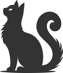 Cute cat sitting back animal vector silhouette