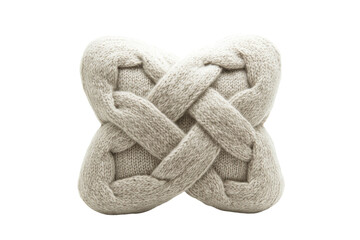Knitted infinity knot isolated on PNG transparent background, cut out