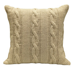 Cable knit pillow isolated on PNG transparent background, cut out