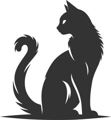 Cute cat sitting back animal vector silhouette