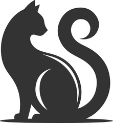 Cute cat sitting back animal vector silhouette