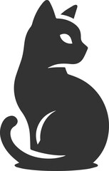 Cute cat sitting back animal vector silhouette