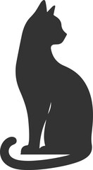 Cute cat sitting back animal vector silhouette