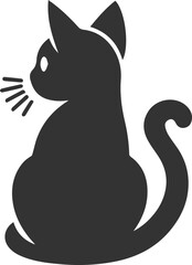 Cute cat sitting back animal vector silhouette