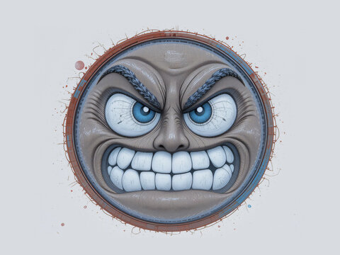 3D emoticon angry face expression