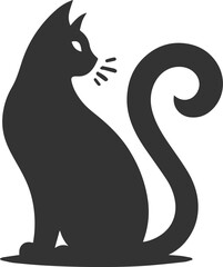Cute cat sitting back animal vector silhouette