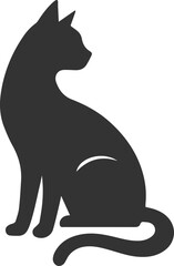 Cute cat sitting back animal vector silhouette