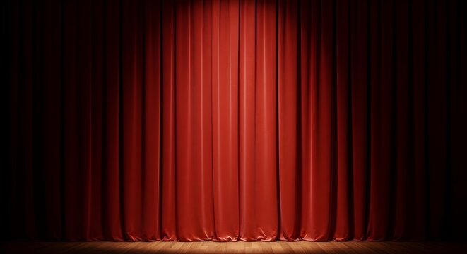 Tel&oacute;n de escenario rojo con entrada en arco