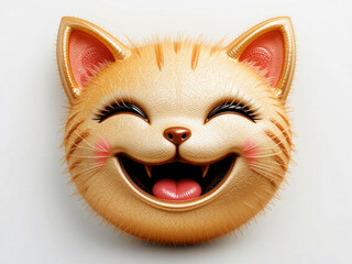 3D laughing cat emoticon. Cute animal emoticons.