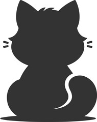 Cute cat sitting back animal vector silhouette