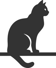 Cute cat sitting back animal vector silhouette
