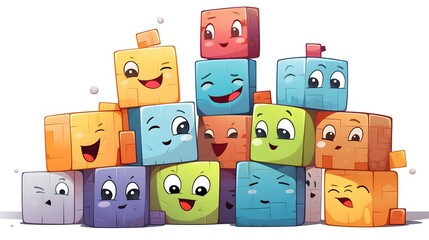 Obraz premium Vibrant and Playful Colorful Block Stack Illustration for Creative Designs