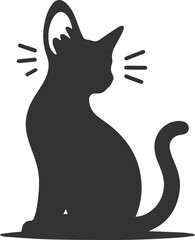 Cute cat sitting back animal vector silhouette