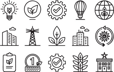 Set of 15 outline icons related to Brand elements. Linear icon collection of branding. Editable stroke line art. Vector illustration.