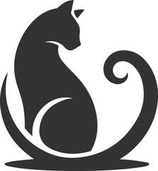 Cute cat sitting back animal vector silhouette