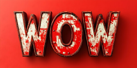 Red Wooden WOW 3D Letters