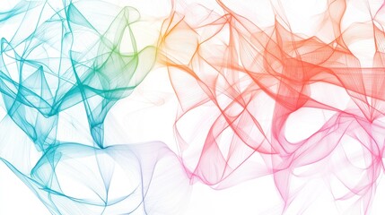 Abstract rainbow flowing lines on white background