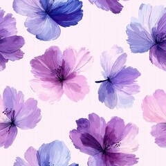 Elegant floral pattern featuring delicate pink and blue flowers on a soft background