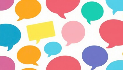 Seamless pattern of colorful speech bubbles on a white background, graphic, colorful, seamless