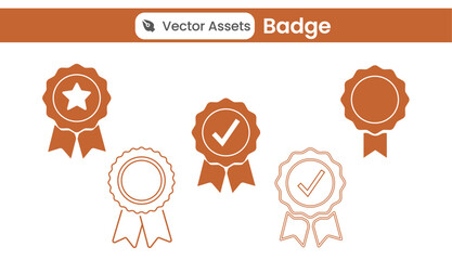 Award badge vector in flat and modern style. Symbol of achievement, excellence, and recognition. Ideal for certificates, competitions, rankings, gamification, business rewards, and honor-based.