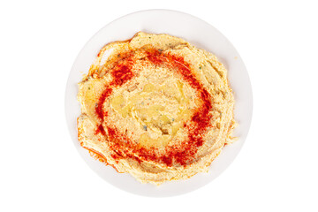 Hummus chickpea dip spices tasty appetizer vegetable dish fresh delicious gourmet vegetarian and vegan food background on the table rustic food top view copy space keto and paleo diet