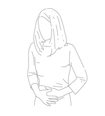 Woman feel pain in the stomach.