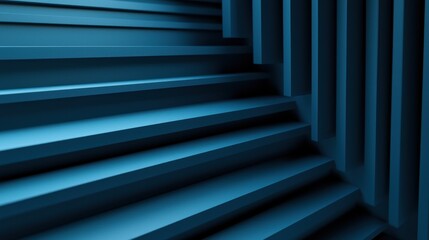 Fototapeta premium Abstract dark blue steps, interior, architectural design, background