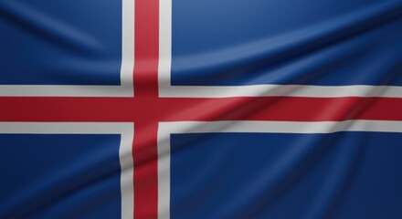 Fototapeta premium Icelandic National Flag: A Detailed Closeup of the Blue Cross on White Background