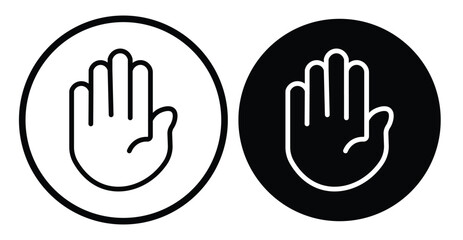 Raised hand icon symbolizing stop or interaction. Stop hand icon. Set of hand hello icons

