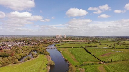 Naklejka premium Aerial view and drone photography of Staffordshire, Burton Upon Trent, Stafford, Meir, Stoke. Aerial photography taken from low and high altitudes detailing natural surroundings and nearby villages.